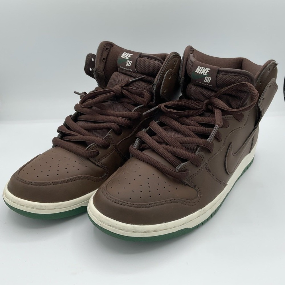 Nike SB Dunk High Pro Baroque Brown Vegan Leather Pine Green Mens Size 10